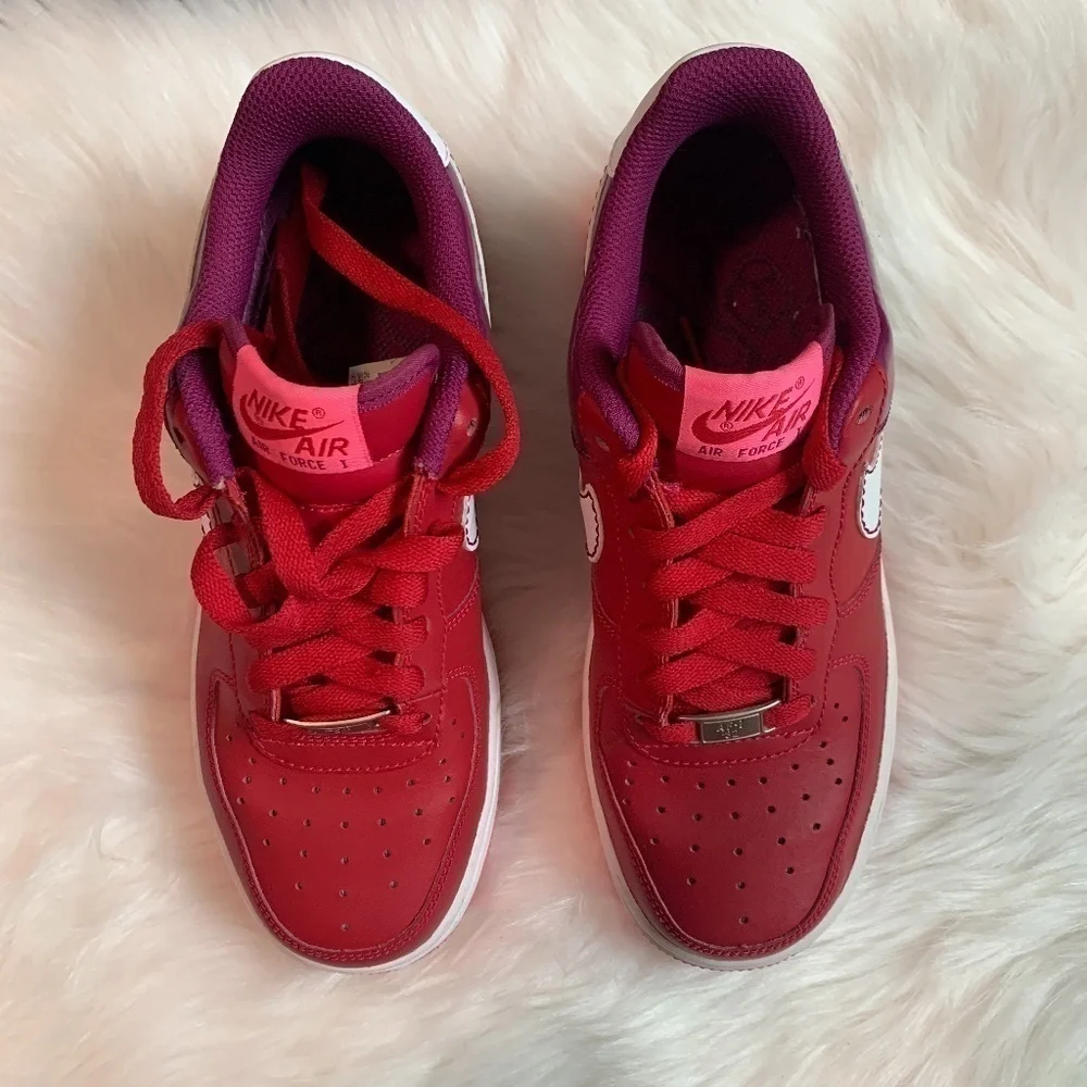 Nike Red Berry Air Force 1 Low Youth Sneakers